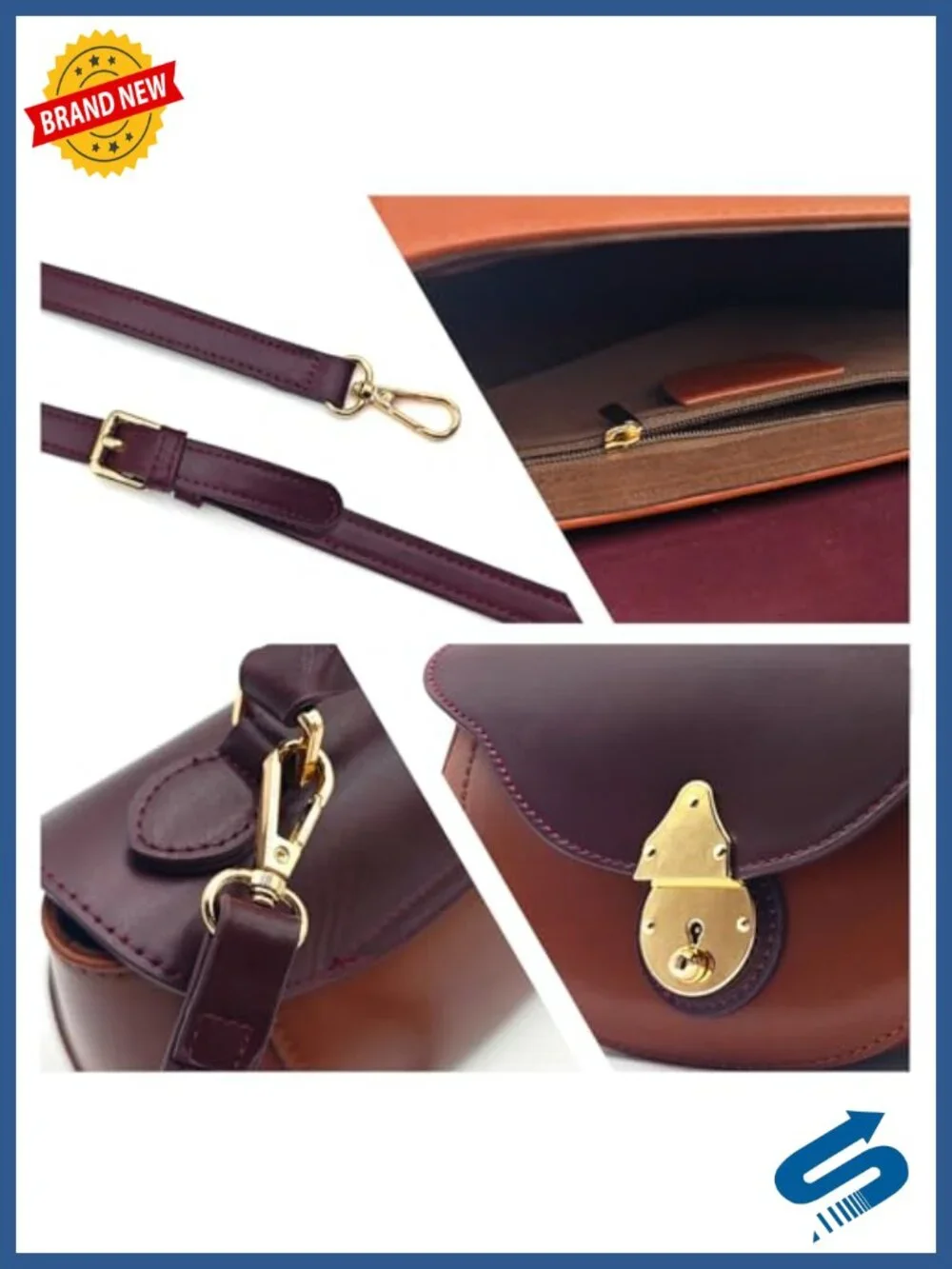 Women's Mini Faux Leather Boat-Shaped Top Handle Crossbody Bag with Detachable